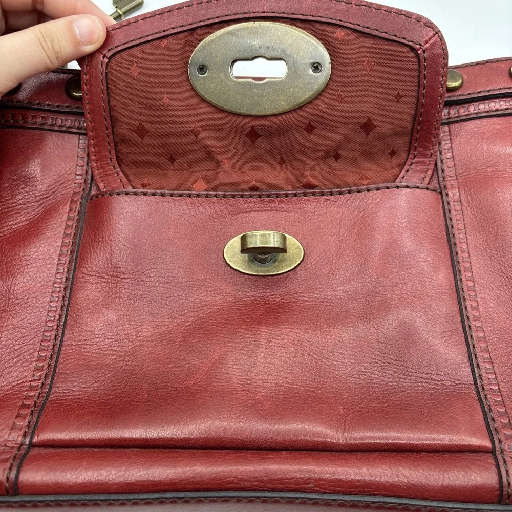 Fossil Maddox Leather Crossbody Bag Purse 90's‎ Y2K Zipper Turn Lock Key Vintage